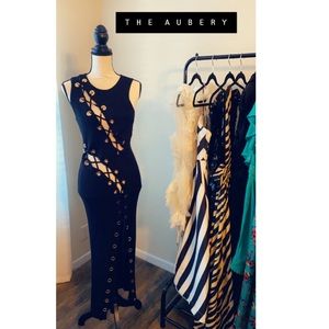 Black Ribbed Jersey Midi